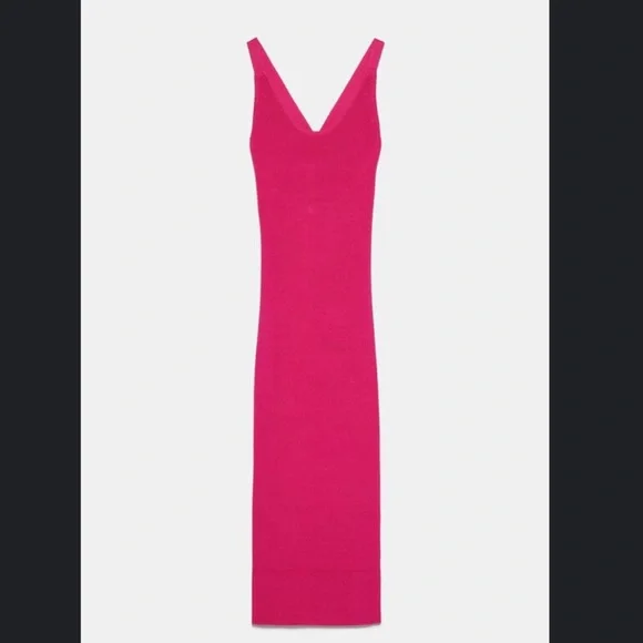 Zara | Dresses | Hot Pink Knit Zara Dress | Poshmark